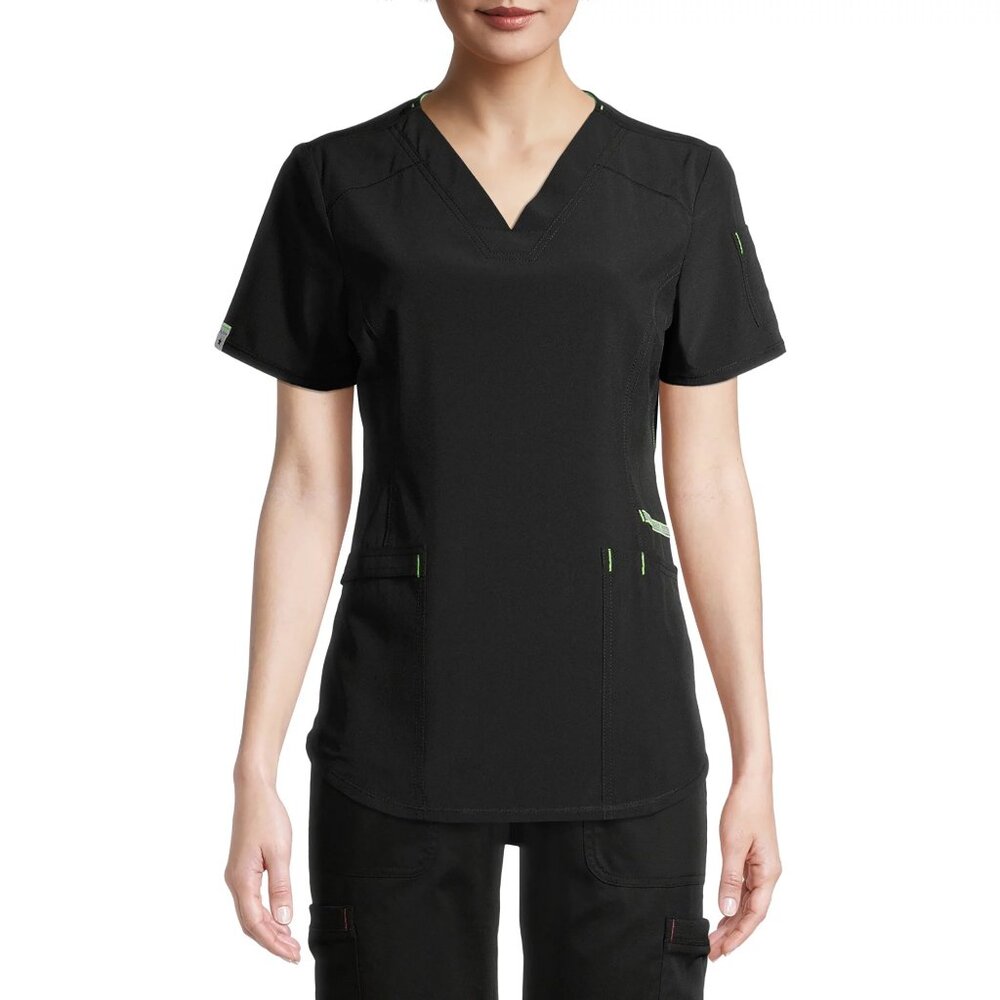 NWT Scrubstar Womens Scrub Top Size XS Moisture Control 4-Way Stretch Black